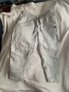 Nike Gray Elastic Waist wind breaker Joggers with Swoosh